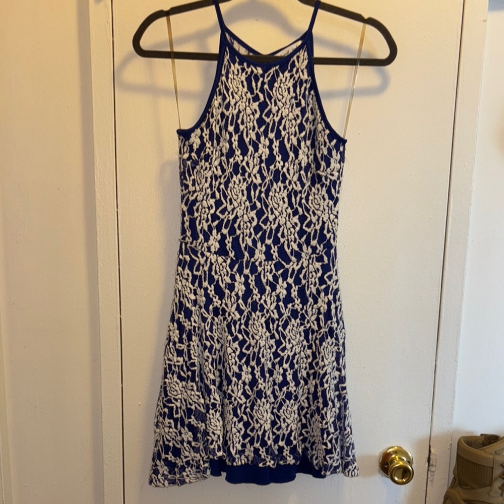 Royal Blue and White Lace Dress